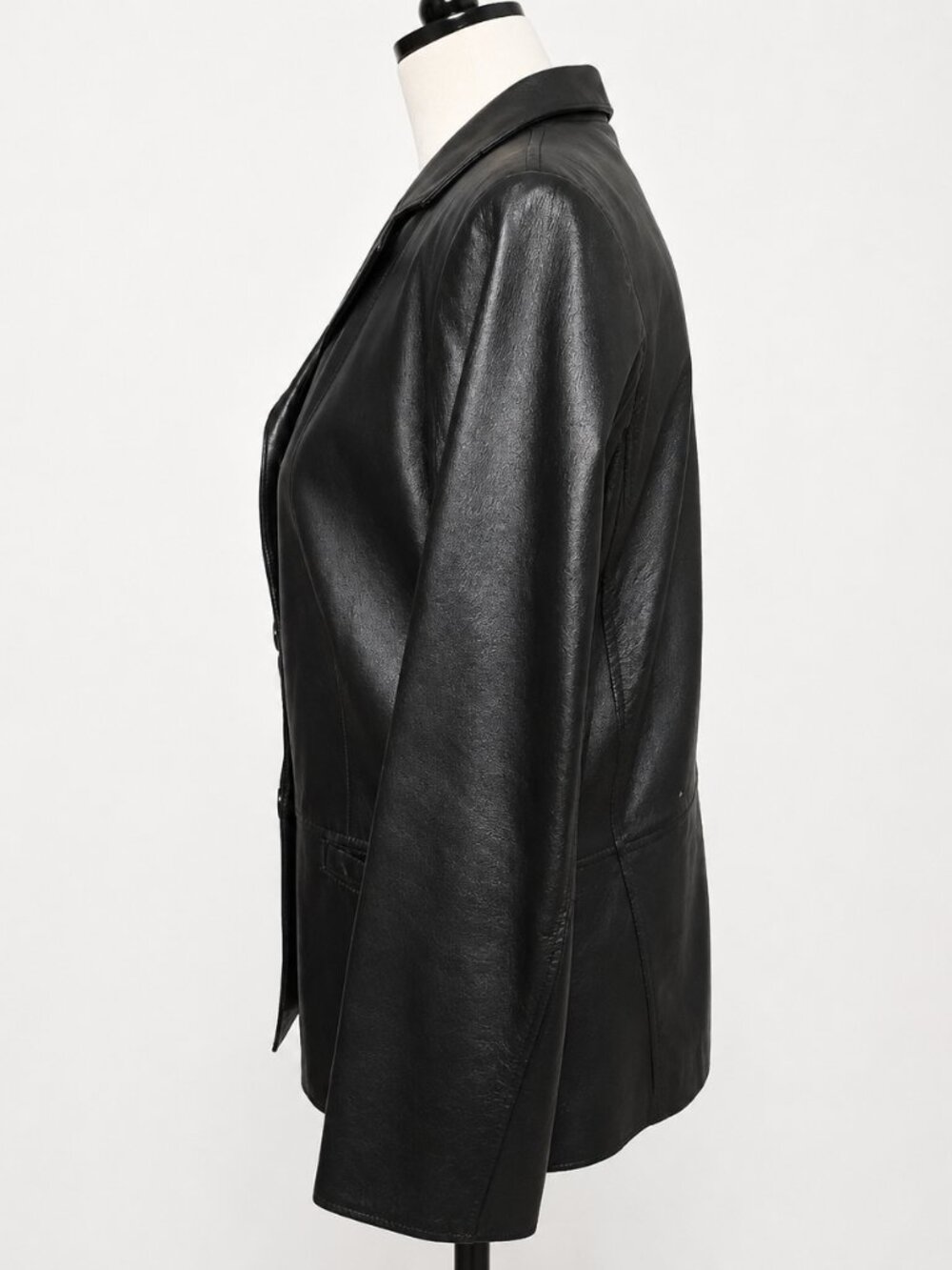 Clio Petites 100% Genuine Leather Blazer – Black – PM - Picture 3 of 4